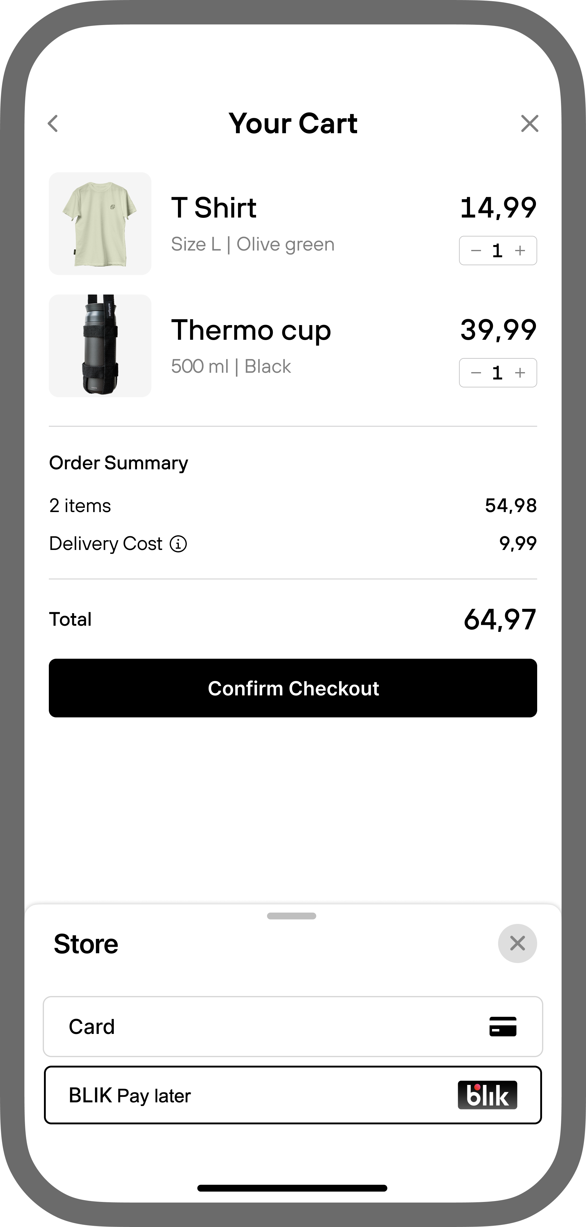 Blik payment page example