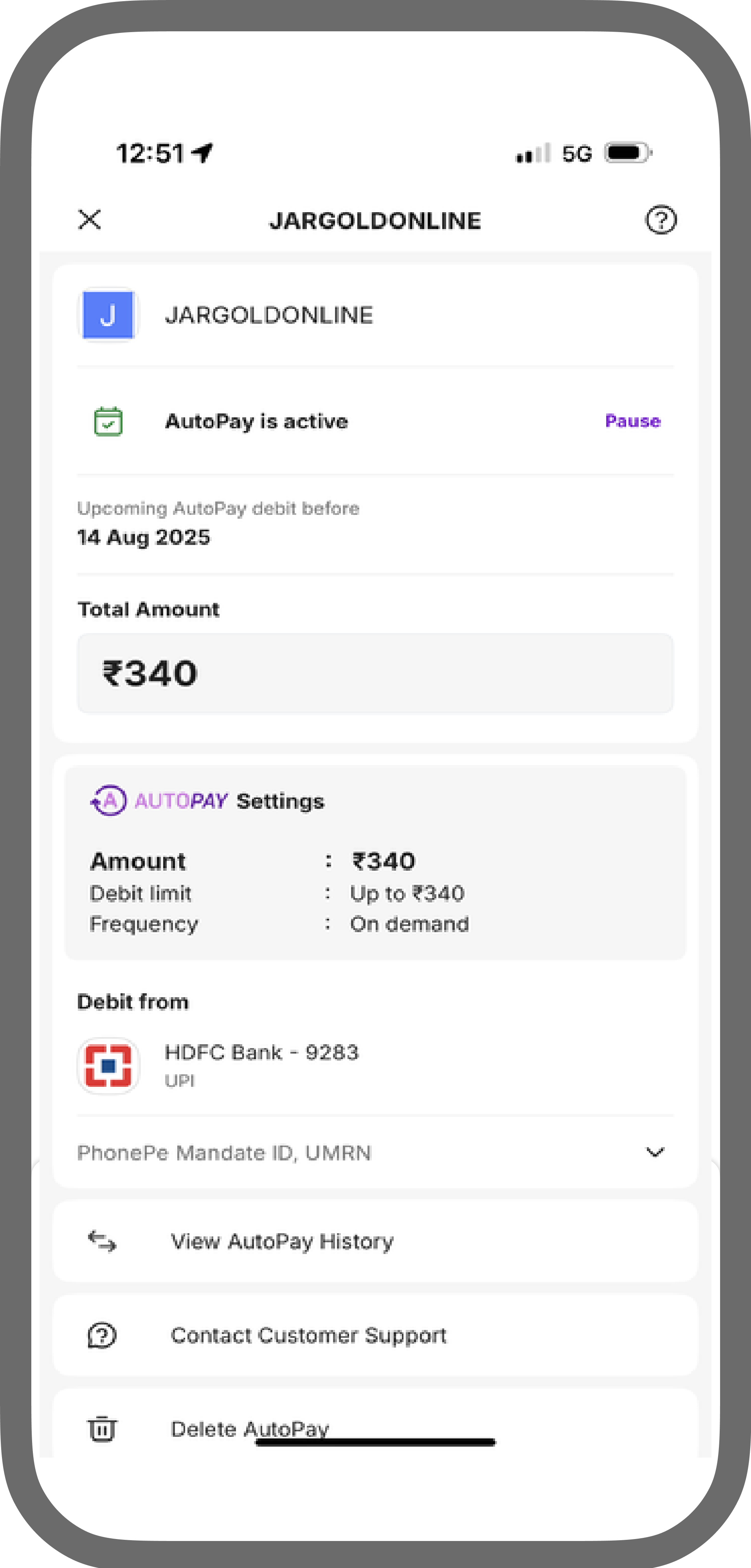Payment page example