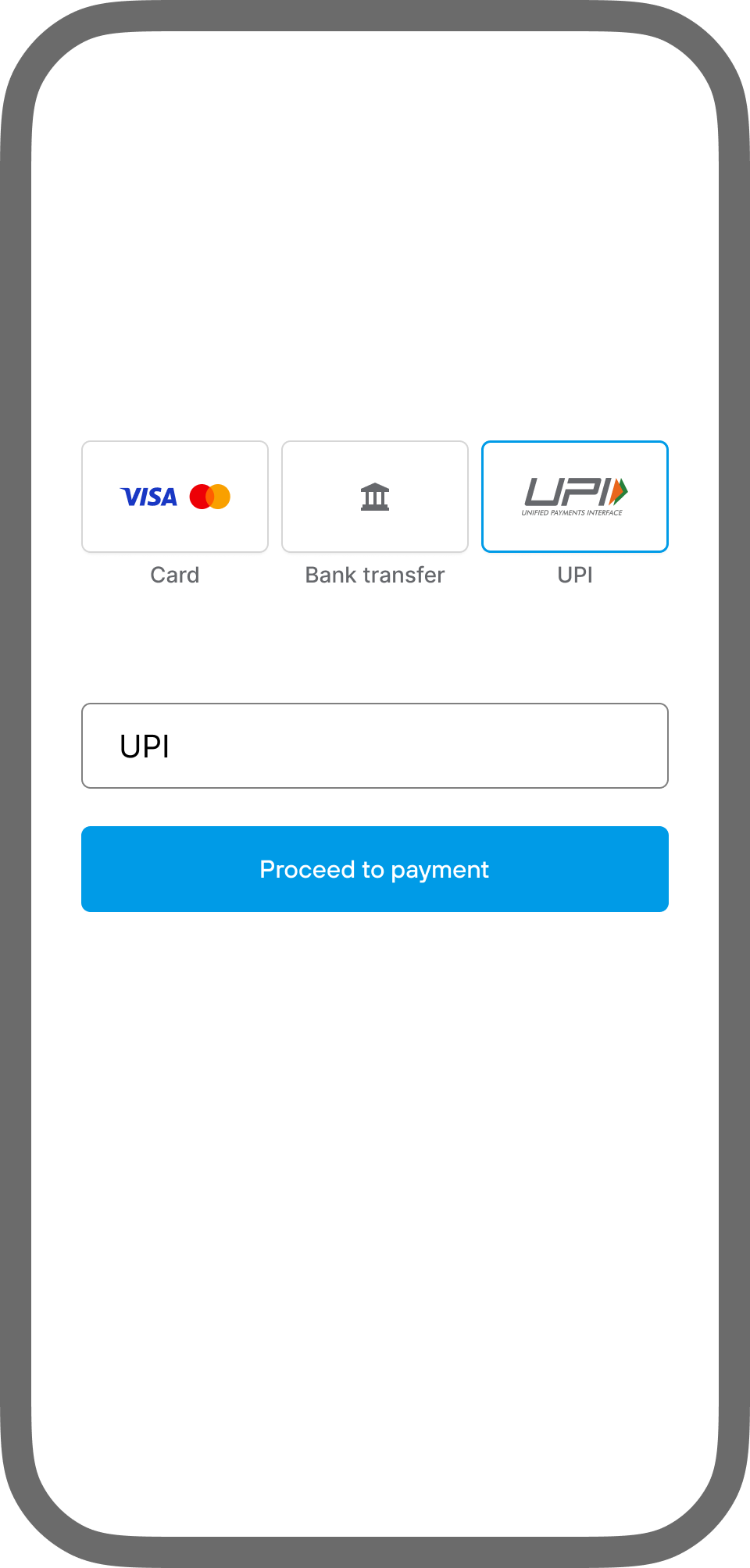UPI Intent payment page example