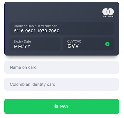 Card template Colombia Cedula de Ciudadania