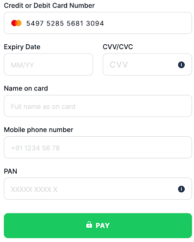 Default template India Mobile phone number