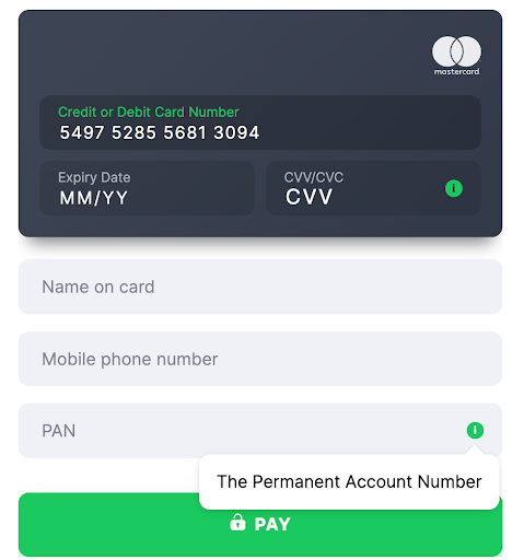 Card template India PAN