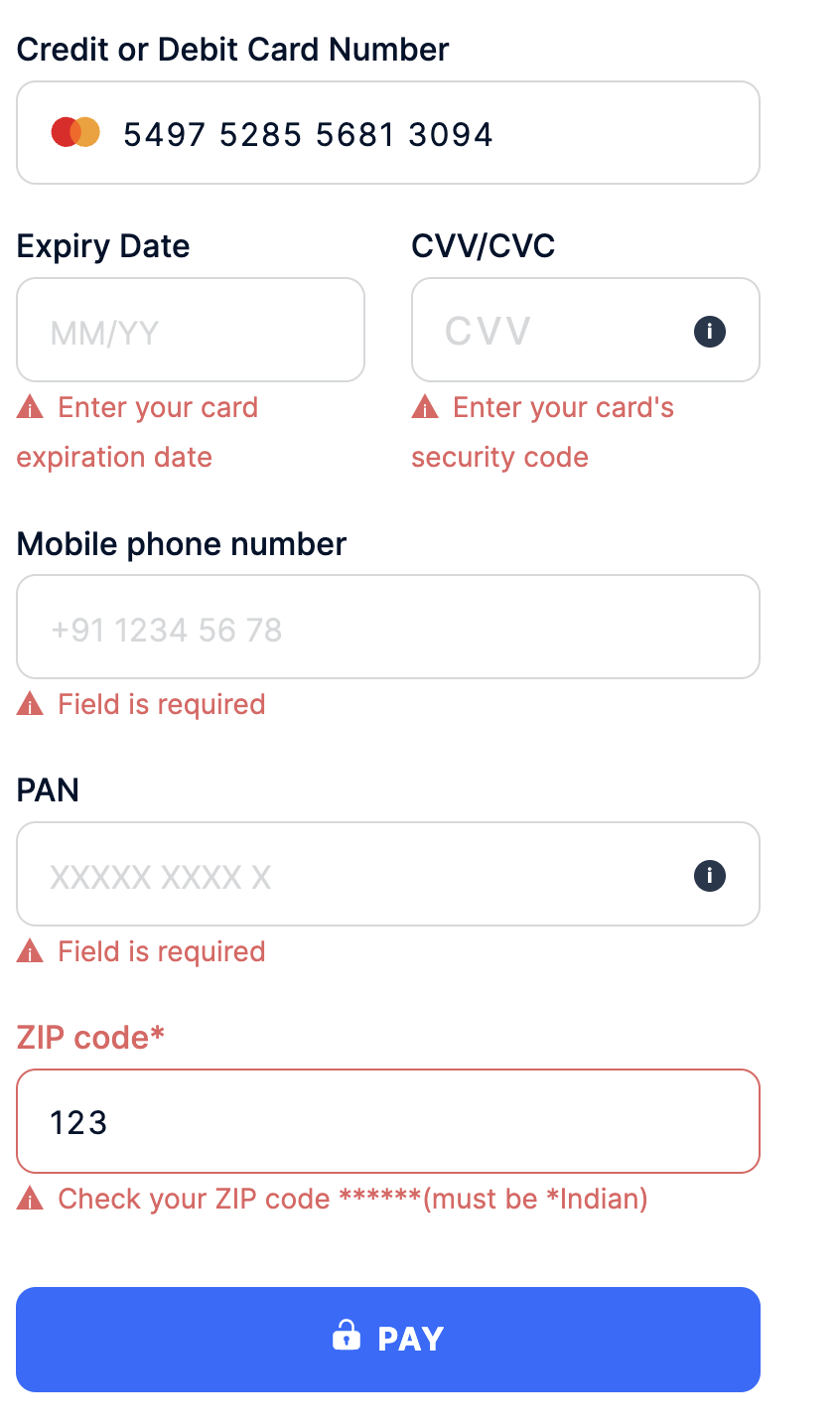 Default template India ZIP Code