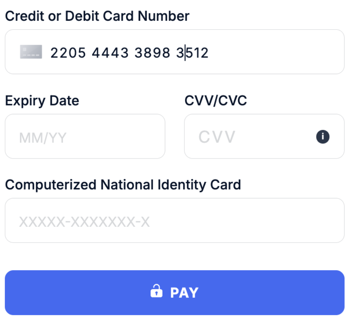 Default template Pakistan Computerized National Identity Card
