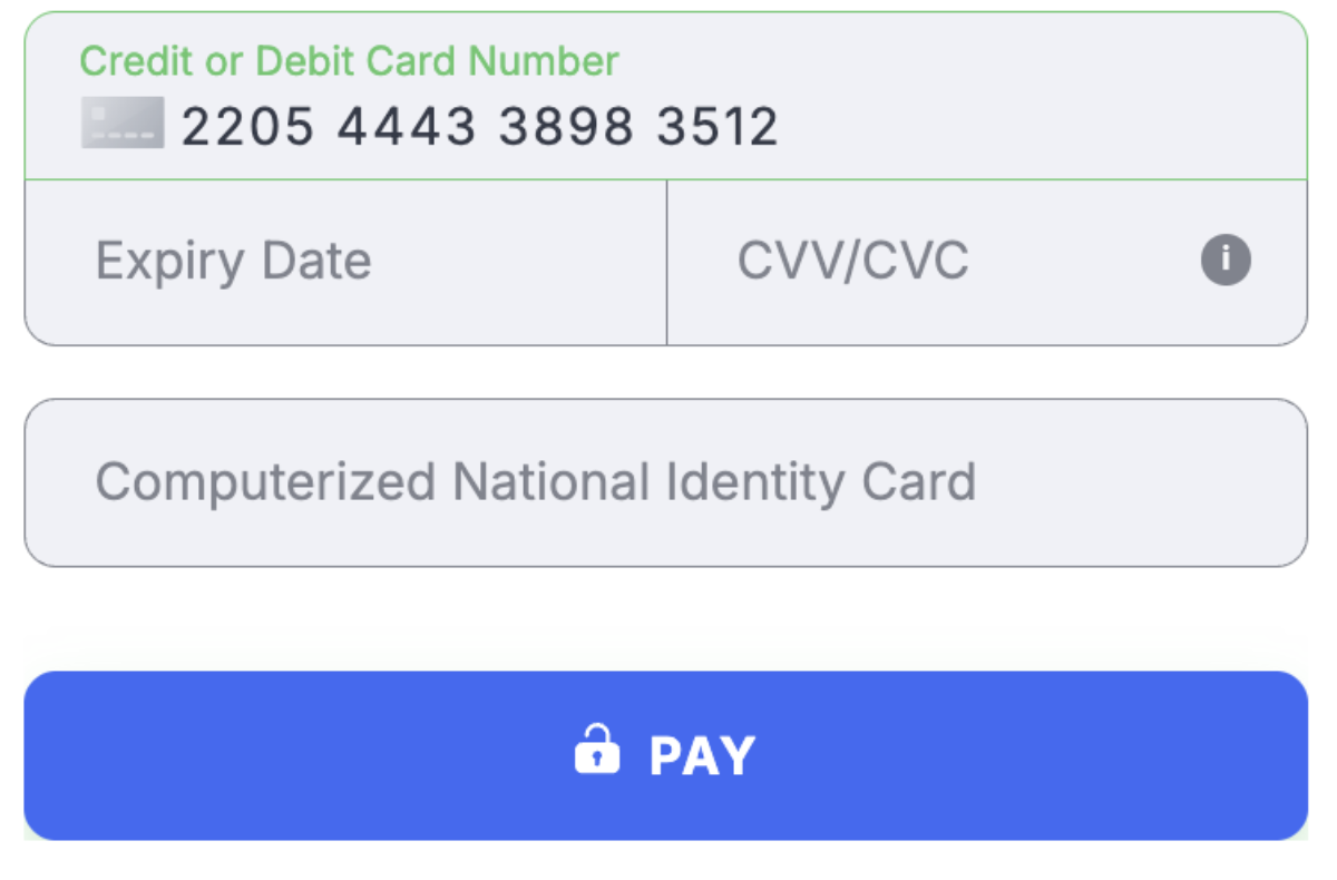 Flat template Pakistan Computerized National Identity Card
