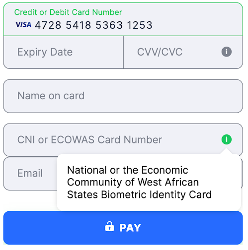 Flat template Senegal CNI or ECOWAS ID Card