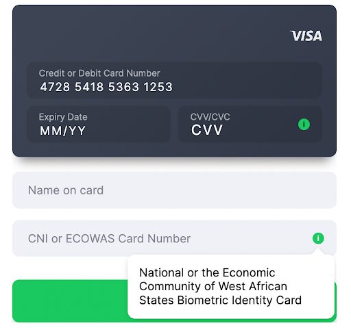 Card template Senegal CNI or ECOWAS ID Card