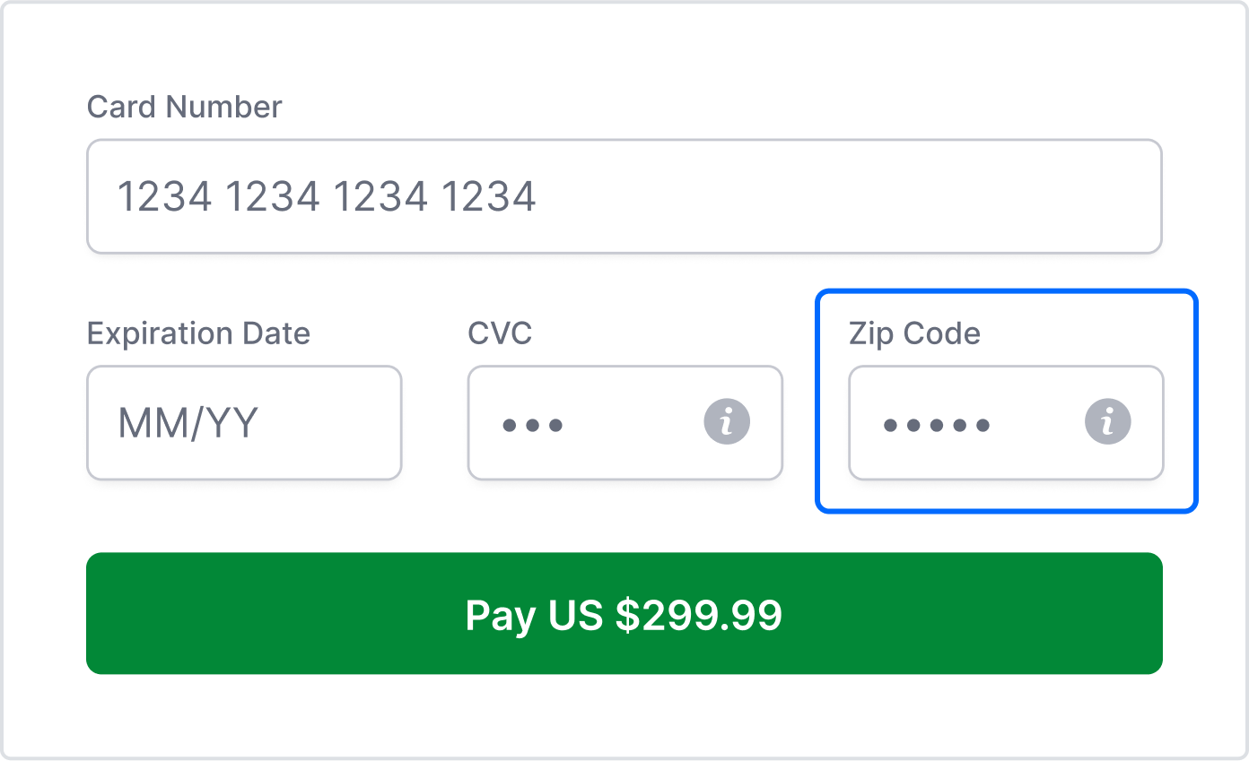 Payment fields example